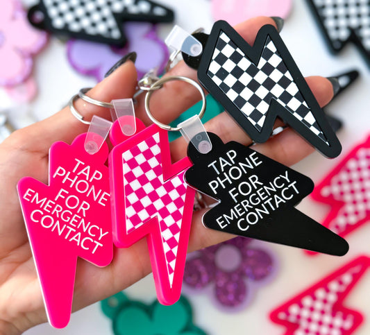 Emergency Contact NFC Lightning Bolt Keychain