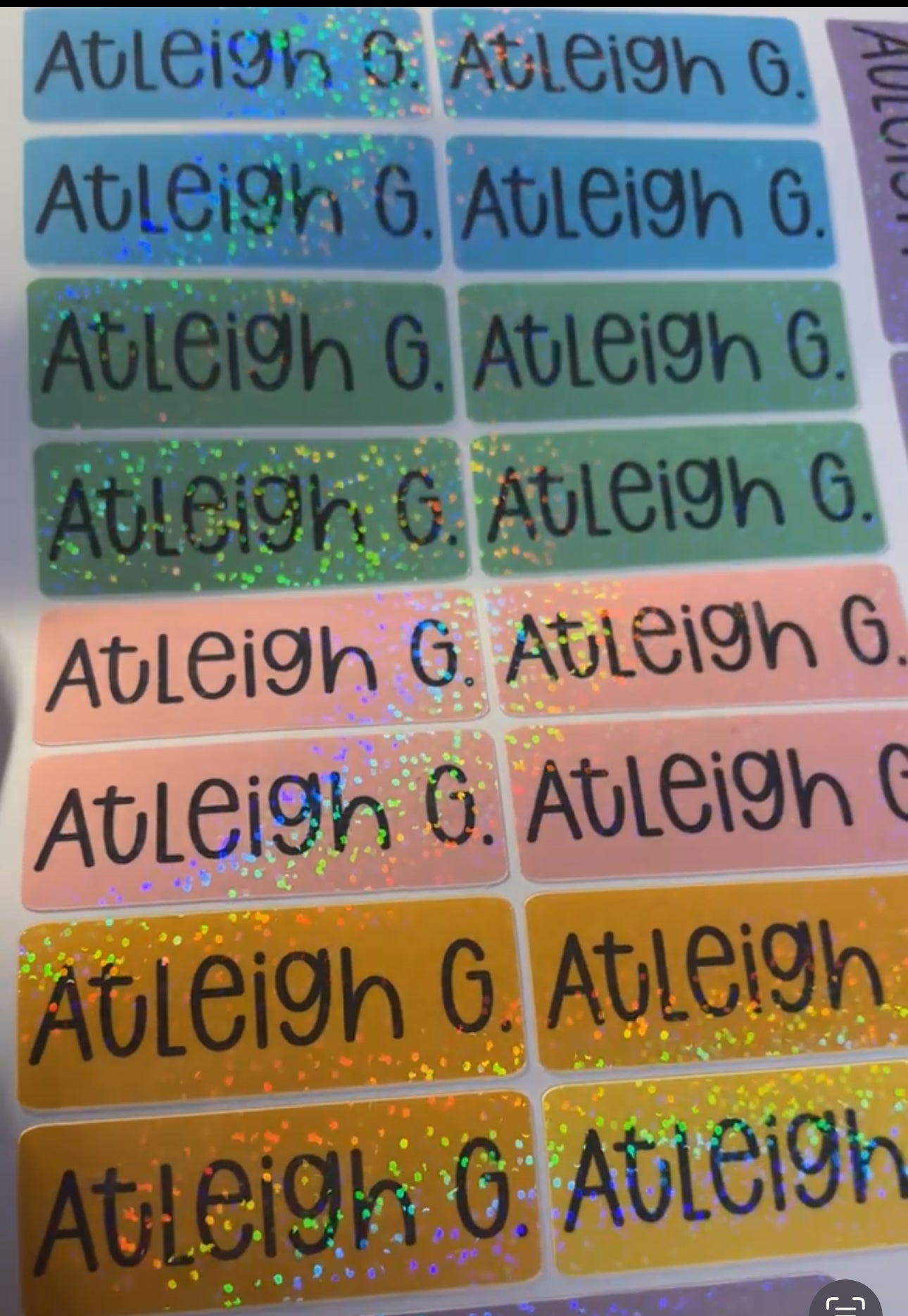 Glitter School Supply Labels